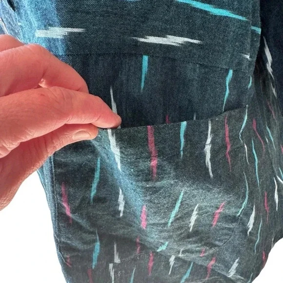 Market Place Handwork Of India Blue Cotton 3/4 Length Sleeve Tunic Size 1W - Picture 6 of 10